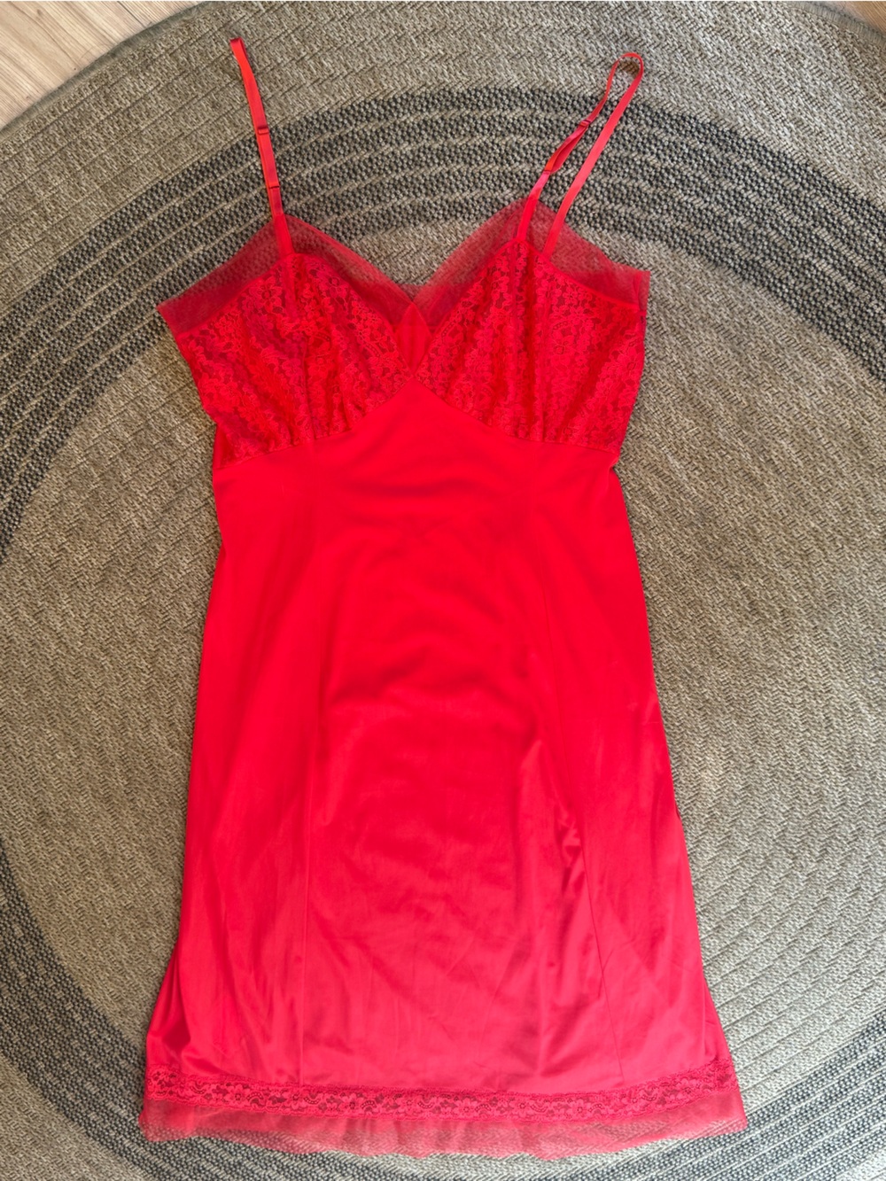 Vtg Van Raalte Red Opaquelon Nylon Full Slip 7908A Lace Size 40 PinUp 1950s - Picture 12 of 16